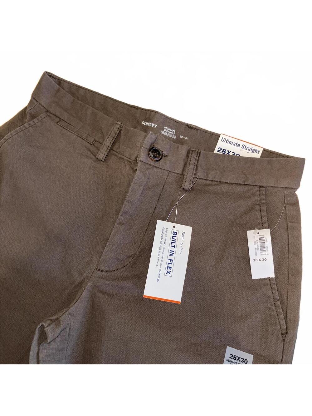Old Navy NWT Ultimate Straight Men’s 28 x 30 Built-In Flex Brown Pants XS - Picture 6 of 9